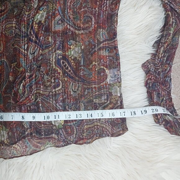 NWT Love Sam Sheer Paisley Print Blouse - Picture 11 of 12